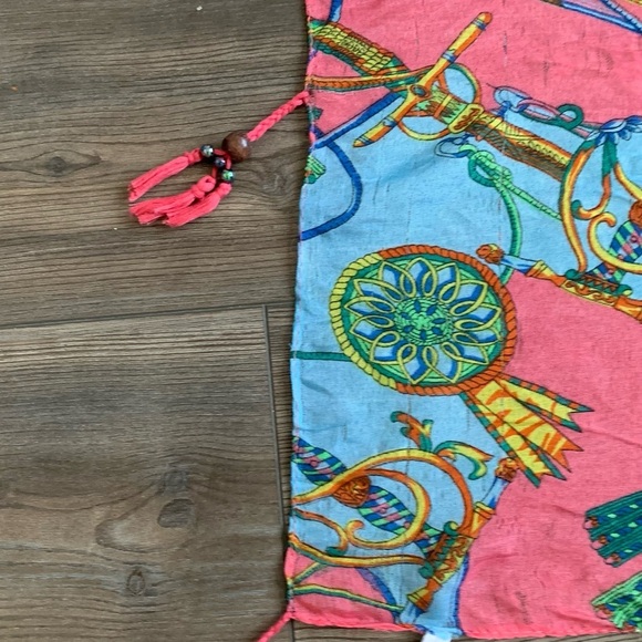 Colorful Sheer Scarf with Abstract Print 38/72 inches - Picture 8 of 11